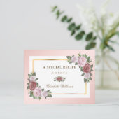 Carte de recette de mariage floral rose doré (Debout devant)