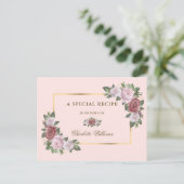 Carte de recette de mariage floral rose doré (Debout devant)