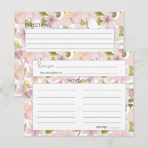 Carte de recette de Mariage floral rose Magnolia