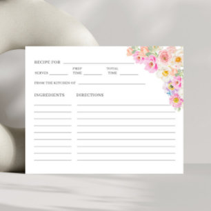 Carte de recette de mariage florale souvenir