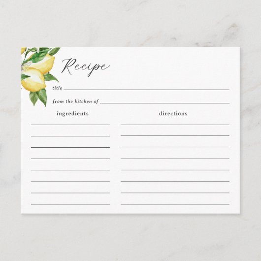 Carte de recette de mariage Main Squeeze Lemon (Devant)