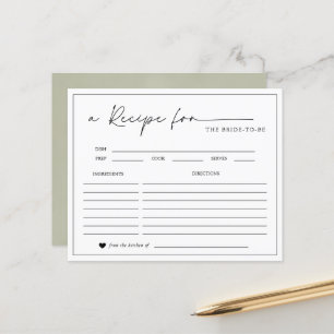 Carte de recette de mariage minimaliste manuscrite