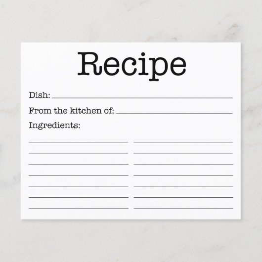 Carte de recette de mariage moderne (Devant)