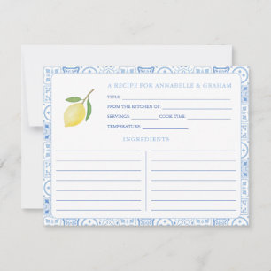 Carte de recette de mariage moderne méditerranéen