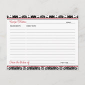 Carte de recette de mariage Red, Black, White Love (Dos)