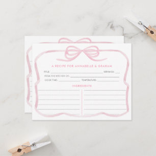 Carte de recette de mariage rose pastel féminin