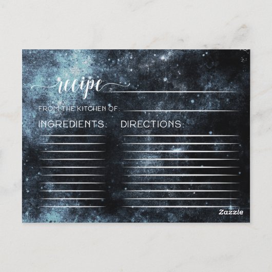 Carte de recette de mariée céleste de couleur aqua (Dos)