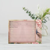 Carte de recette de mariée Peacock Peony Blush Chi (Debout devant)