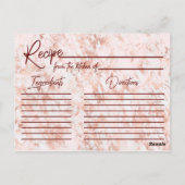 Carte de recette de mariée Rose et florale de Bour (Dos)