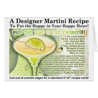 Carte de recette de Martini au citron vert et noix
