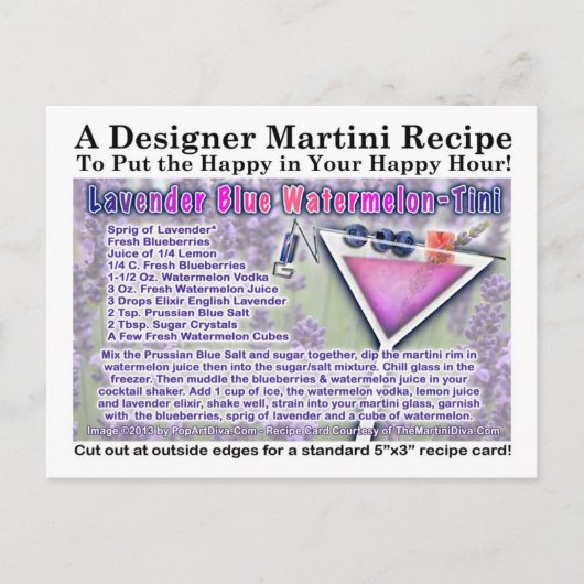 Carte de recette de Martini de pastèque au lavande (Devant)