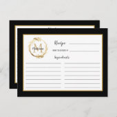 Carte de recette de monogramme botanique de feuill (Devant / Derrière)