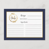 Carte de recette de monogramme de flocons d'or ble (Devant)
