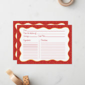 Carte de recette de Motif de pâtes rouge main tiré (Devant/Arrière en situation)