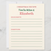 Carte de recette de Noël de cuisine de vacances pe (Devant)