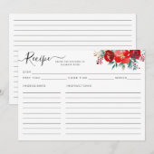 Carte de recette de Noël Floral Bourgogne Holly (Devant / Derrière)