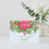 Carte de recette de Noël Poinsettia Holly Xmas (Debout devant)