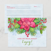 Carte de recette de Noël Poinsettia Holly Xmas (Devant / Derrière)