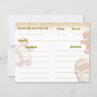 Carte de recette de Noël pour homme en pain d'épic