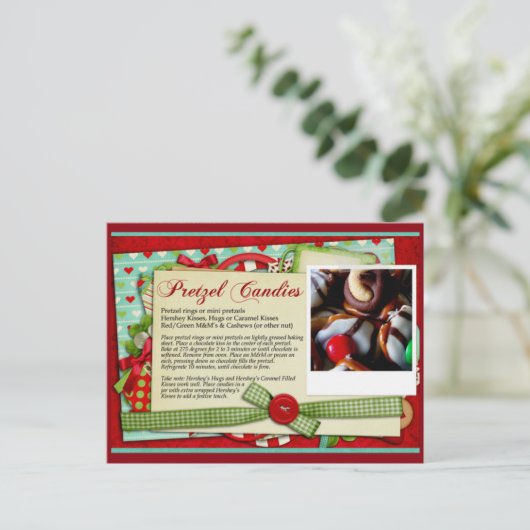 CARTE DE RECETTE DE Noël Pretzel Candy (Debout devant)