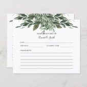 Carte de recette de nom feuille de feuillage (Devant / Derrière)