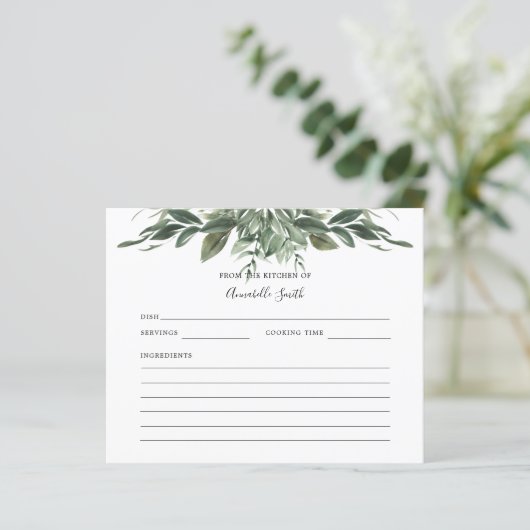 Carte de recette de nom feuille de feuillage (Debout devant)