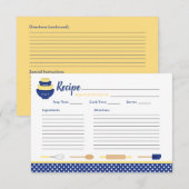 Carte de recette de nuptiale Marine & Yellow Retro (Devant / Derrière)