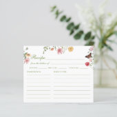 Carte de recette de papillon de fleur sauvage (Debout devant)