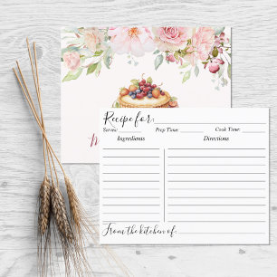 Carte de recette de pâtisserie Fleur de rose rose 