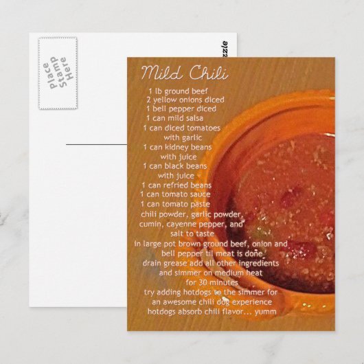 carte de recette de piment doux (Devant / Derrière)