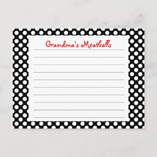 Carte de recette de point Polka noir (Devant)