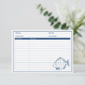 Carte de recette de poisson élégant bleu nautique  (Debout devant)