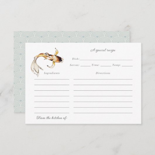 carte de recette de poisson koi aquarelle (Devant / Derrière)