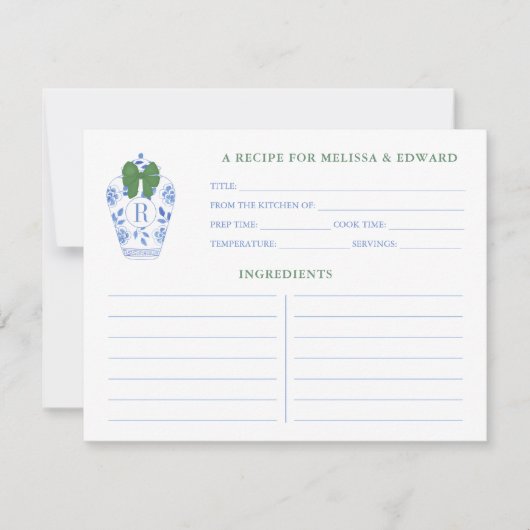 Carte de recette de pot de gingembre bleu blanc ve (Devant)