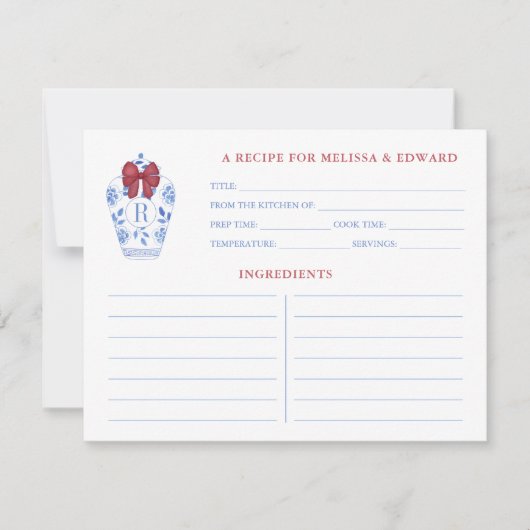 Carte de recette de pot de gingembre rouge de vaca (Devant)