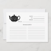 Carte de recette de pot de thé Monogram de nom noi (Devant)