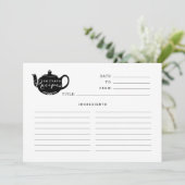 Carte de recette de pot de thé Monogram de nom noi (Debout devant)