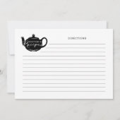 Carte de recette de pot de thé Monogram de nom noi (Dos)