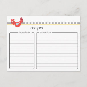 Carte de recette de poulet rétro