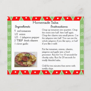 Carte de recette de salsa maison
