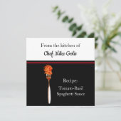 Carte de recette de sauce tomate aux spaghetti sur (Debout devant)