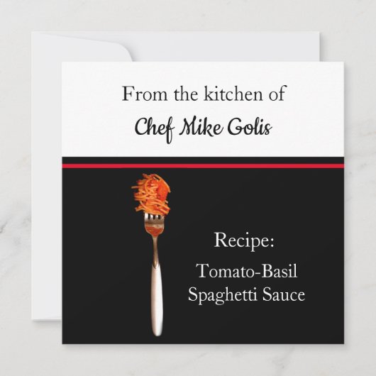 Carte de recette de sauce tomate aux spaghetti sur (Devant)