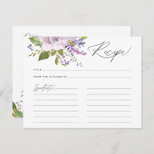 Carte de recette de script de calligraphie de flor (Devant / Derrière)