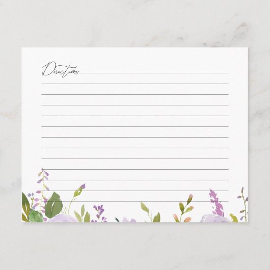 Carte de recette de script de calligraphie de flor (Dos)