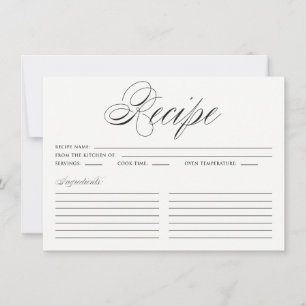 Carte de recette de script élégant noir