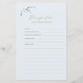 Carte de recette de shower de mariage en bleu pous (Devant)