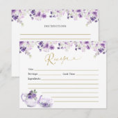 Carte de recette de thé à Fête des mariées florale (Devant / Derrière)