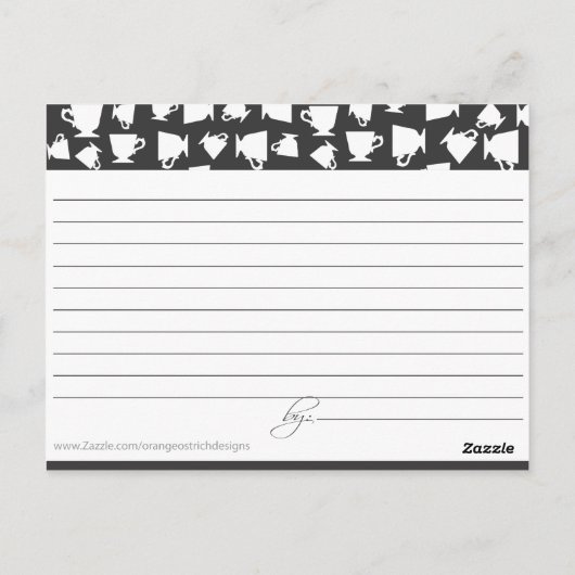 Carte de recette de thé nuptiale (Dos)