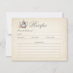 Carte de recette de thé vintage chic