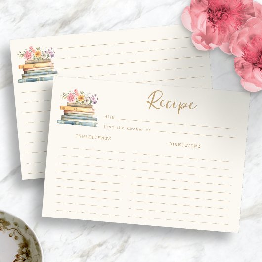Carte de recette de thème de livre